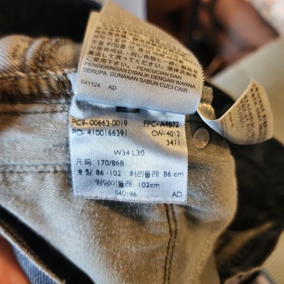 Levi's 514 Men's Whiskered Denim Jeans Dark Blue 34W 30L Circa 2008 - Picture 4 of 9